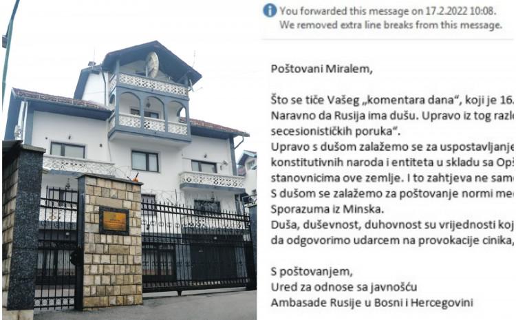 Russian Embassy's reaction sent to "Avaz" - Avaz