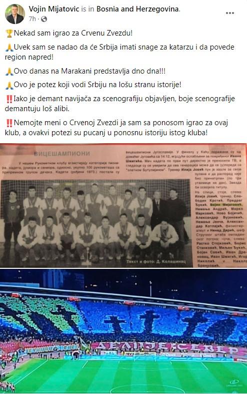 Objava Mijatovića na Facebooku - Avaz