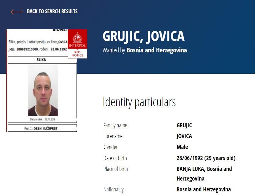 Grujić: Traži se zbog trgovine narkoticima - Avaz