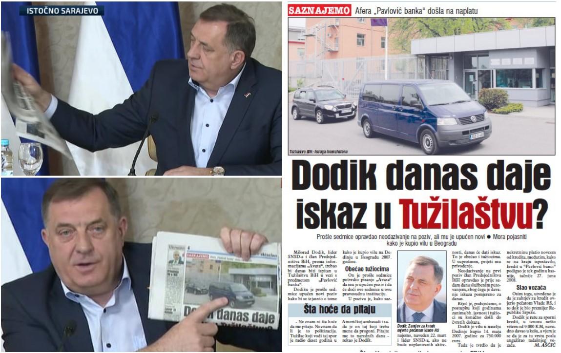 Dodik pokazuje tekst objavljen u "Dnevnom avazu" - Avaz