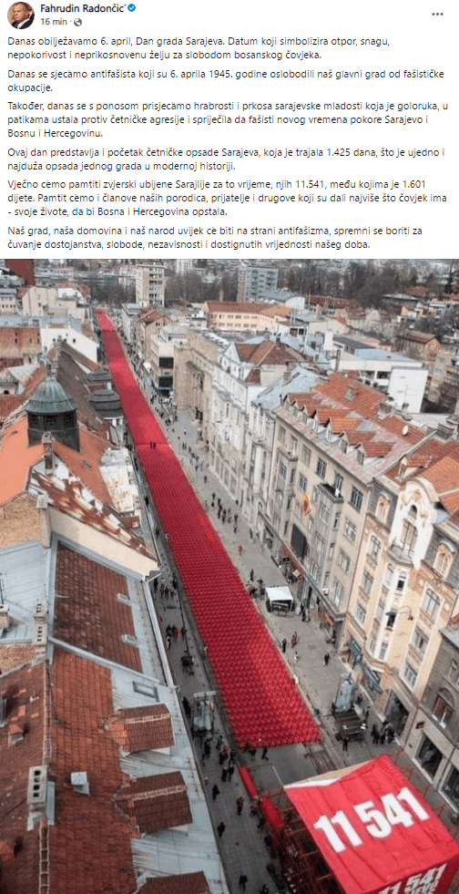 Objava Fahrudina Radončića, predsjednika SBB-a na Facebooku - Avaz