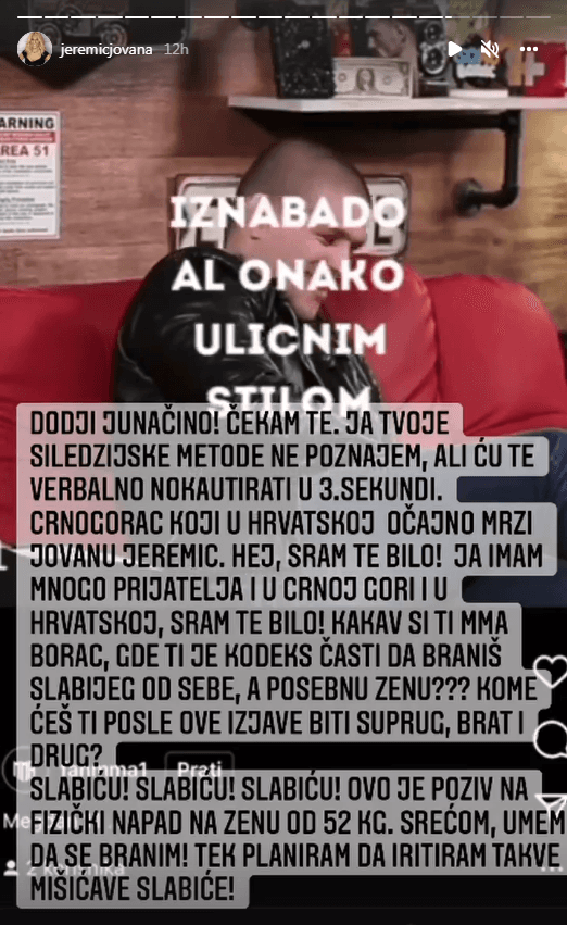 Objava Jovane Jeremić - Avaz