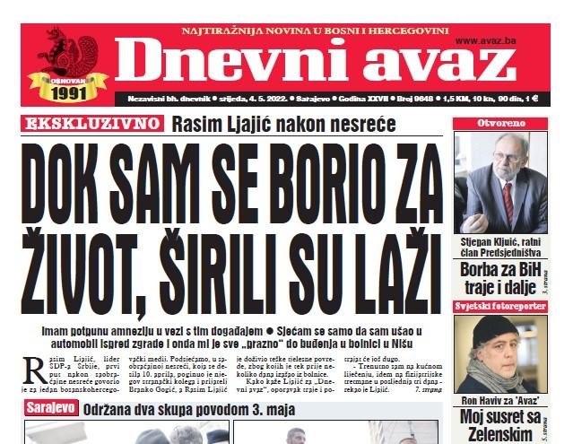 Danas u "Dnevnom avazu" čitajte: Dok sam se borio za život, širili su laži