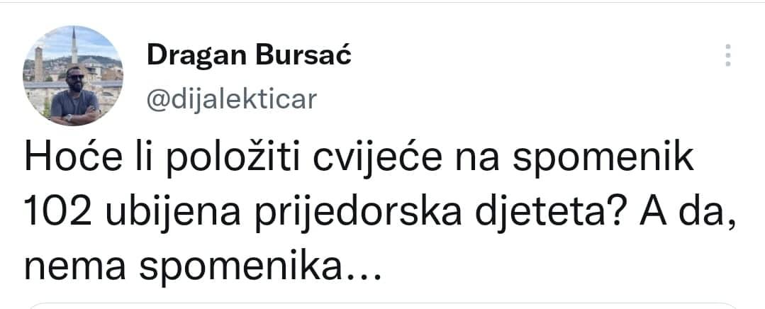 Bursaćeva objava na Twitteru - Avaz