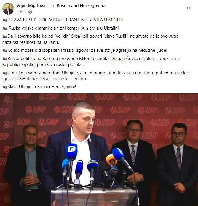 Objava Mijatovića na Facebooku - Avaz