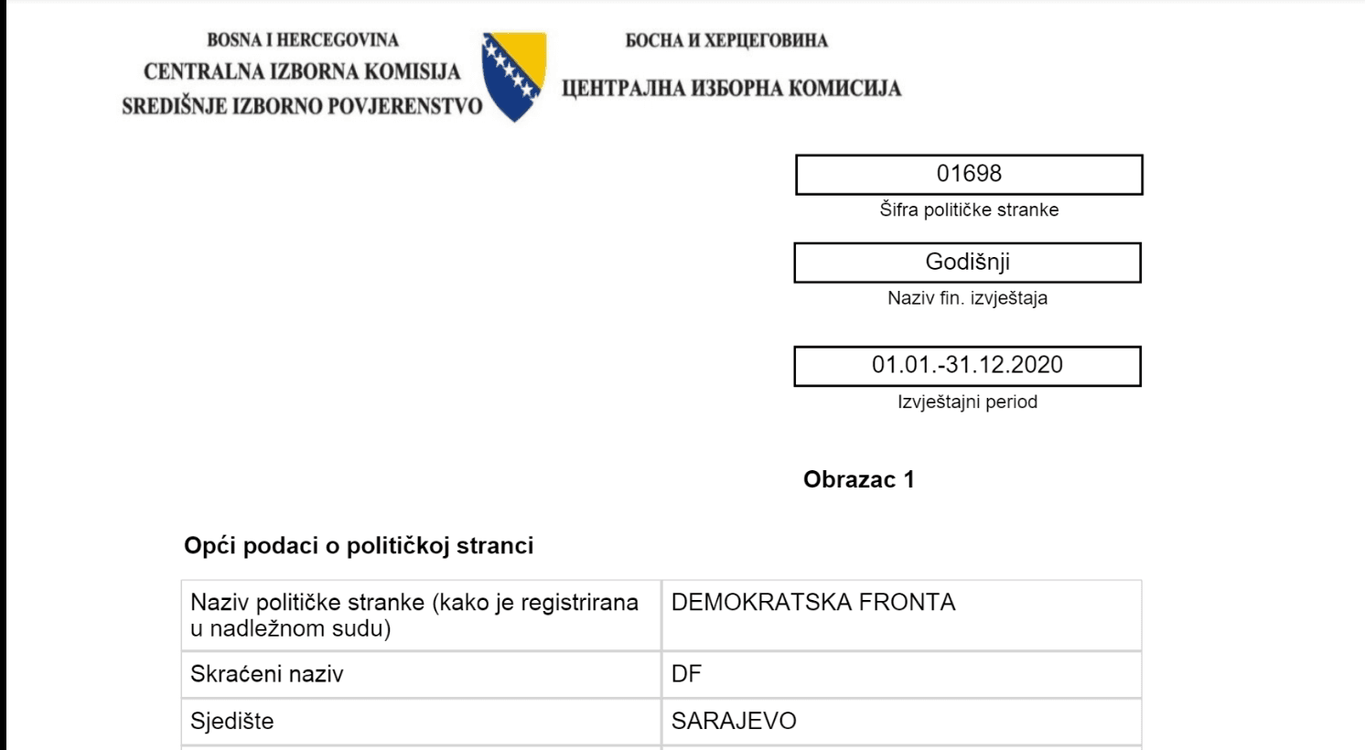 Šifra Demokratske fronte - Avaz