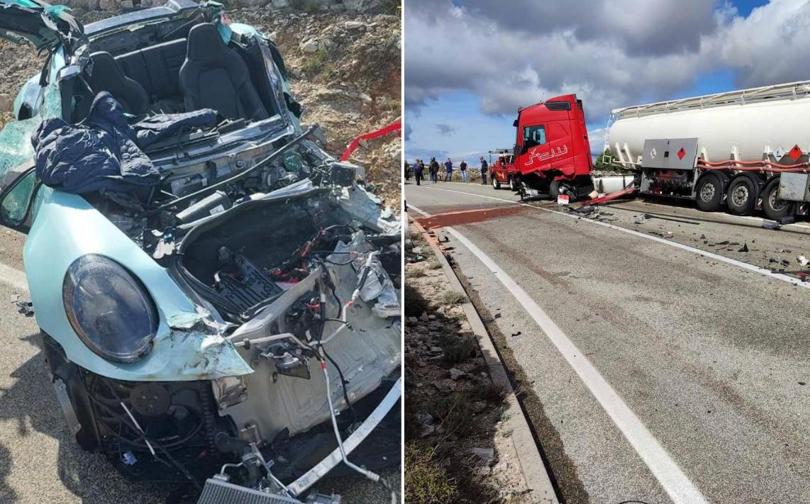 Krš i lom na Cresu: Sudarili se Porše i cisterna, automobil u neprepoznatljivom stanju