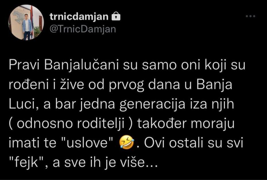 Disciplinski postupak protiv uposlenika Ministarstva zbog Twittera o "pravim Banjalučanima"