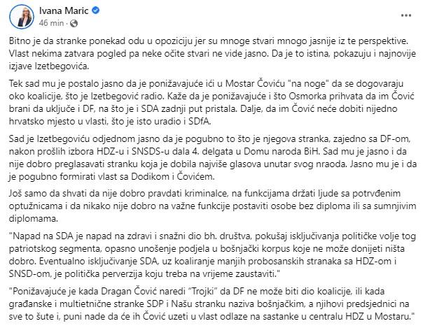 Objava na Facebooku - Avaz