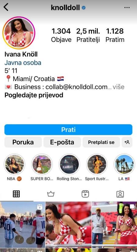 Profil Ivane na Instagramu - Avaz