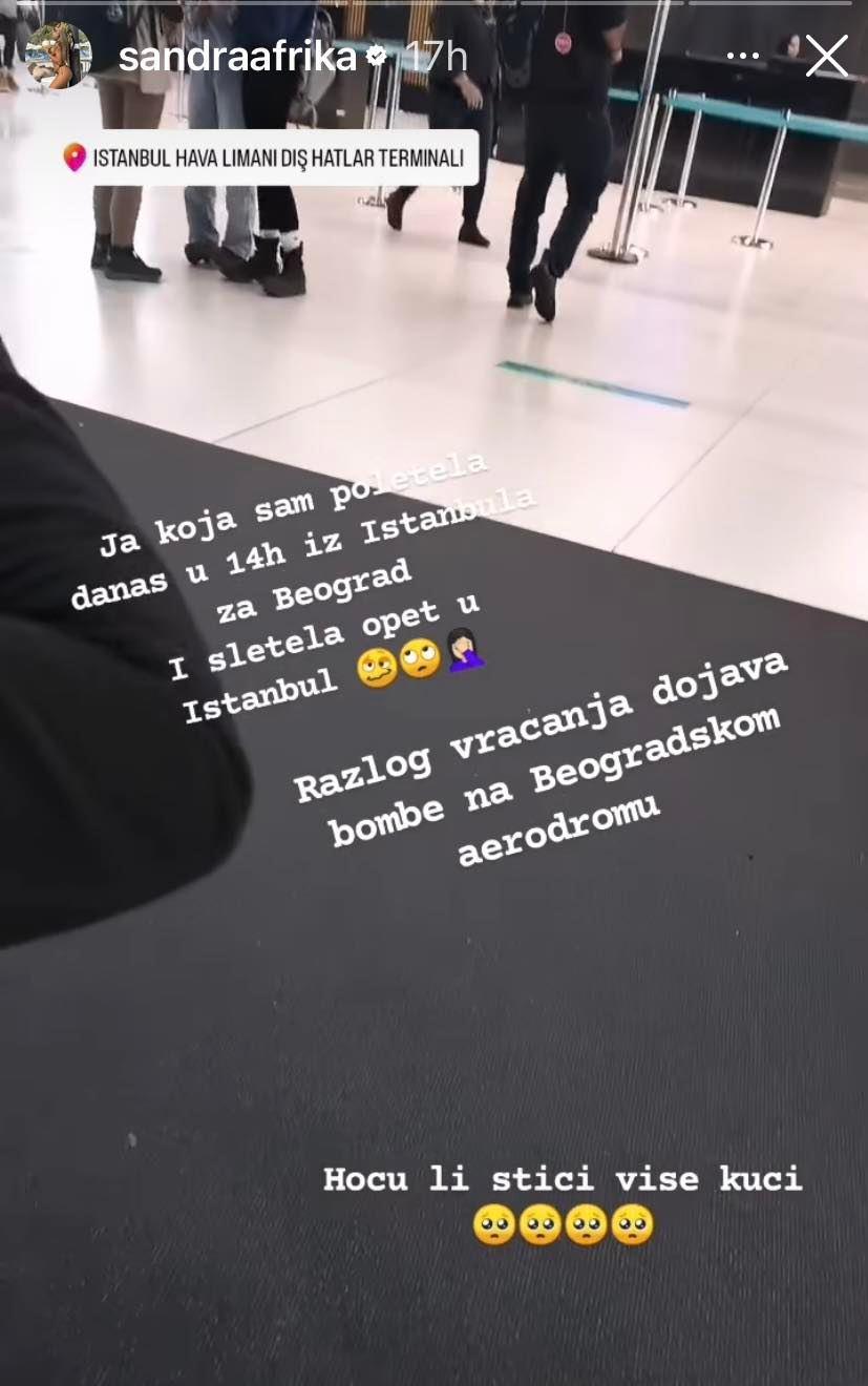 Objava Sandre Afrike na Instastory-u - Avaz