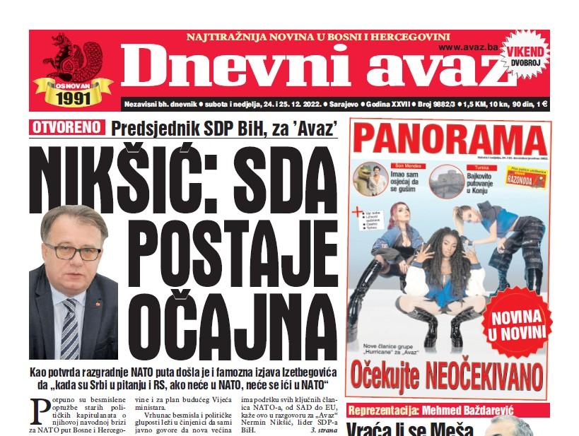 U dvobroju "Dnevnog avaza" čitajte: SDA postaje očajna