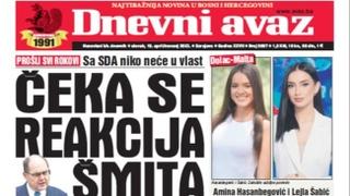 Danas u "Dnevnom avazu" čitajte: Čeka se reakcija Šmita