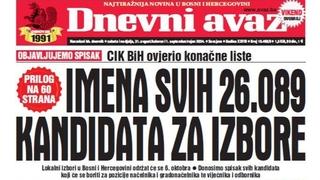 U dvobroju "Dnevnog avaza" čitajte: Imena svih 26.089 kandidata za izbore