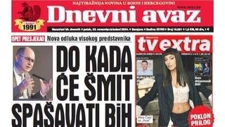 U današnjem "Dnevnom avazu" čitajte: Do kada će Šmit spašavati BiH