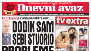 U današnjem "Dnevnom avazu" čitajte: Dodik sam sebi stvorio probleme