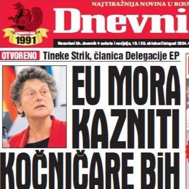 U dvobroju "Dnevnog avaza" čitajte razgovor s Tineke Strik: Kako stati u kraj kočničarima BiH