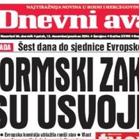 U današnjem "Dnevnom avazu" čitajte o reformskim zakonima koji još uvijek nisu usvojeni