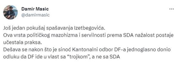 Objava Damira Mašića na Twitteru - Avaz