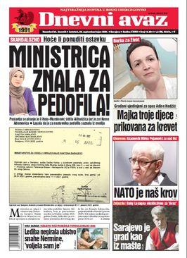 Naslovnica današnjeg "Dnevnog avaza" - Avaz