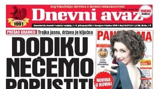 U dvobroju "Dnevnog avaza" čitajte: Dodiku nećemo popustiti