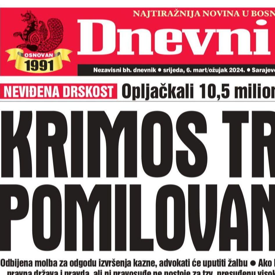 U današnjem "Dnevnom avazu" čitajte: Krimos traži pomilovanje