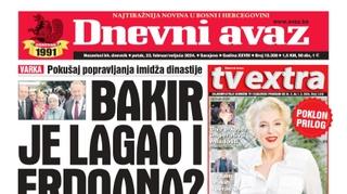 Danas u "Dnevnom avazu" čitajte: Bakir je lagao i Erdoana!