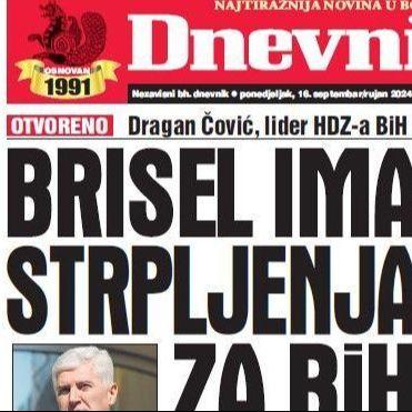 U današnjem "Dnevnom avazu" čitajte: Brisel ima strpljenja za BiH