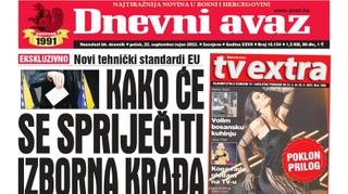 U današnjem "Dnevnom avazu" čitajte: Kako će se spriječiti izborna krađa