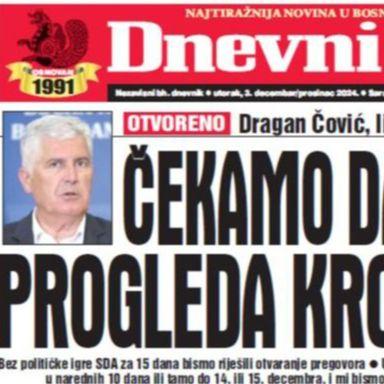 U današnjem "Dnevnom avazu" čitajte: Čekamo da nam EU progleda kroz prste