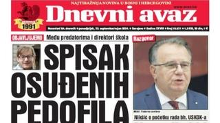 U današnjem "Dnevnom avazu" objavljujemo spisak osuđenih pedofila