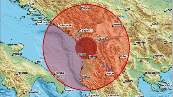 Epicentar je bio na dubini od 15 kilometara na 67 kilometara od Tirane - Avaz