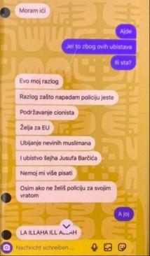 Poruka maloljetnika teroriste  - Avaz