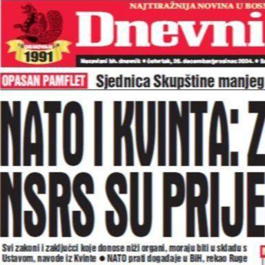 U današnjem "Dnevnom avazu" čitajte: Zaključci NSRS su prijetnja BiH