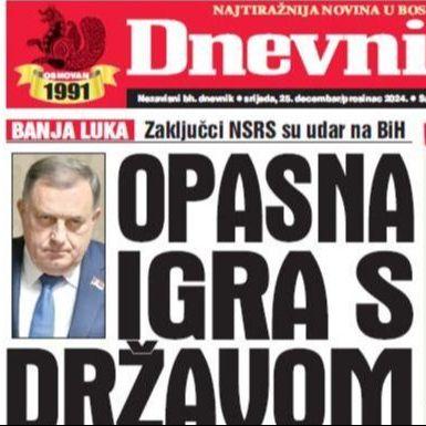 U današnjem "Dnevnom avazu" čitajte o opasnoj igri s državom Bosnom i Hercegovinom