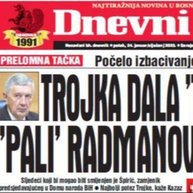 U današnjem "Dnevnom avazu" čitajte: Trojka dala "tricu", "pali" Radmanović i Nešić