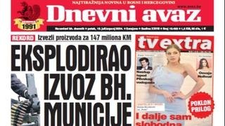 U današnjem "Dnevnom avazu" čitajte: Eksplodirao izvoz bh. municije