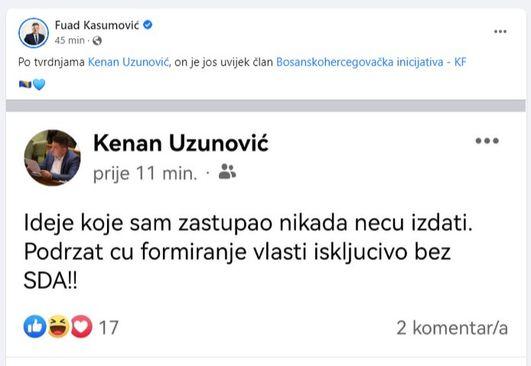 Facebook status Fuada Kasumovića - Avaz