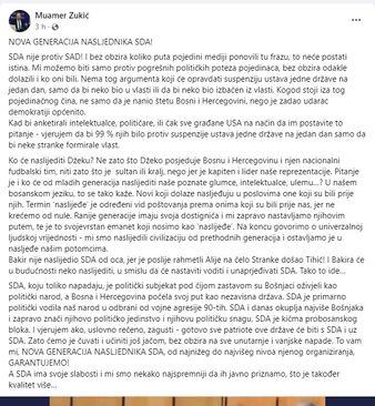 Facebook status Muamer Zukić - Avaz