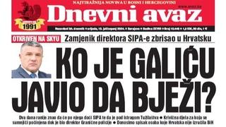 U današnjem "Dnevnom avazu" čitajte: Ko je Galiću javio da bježi?