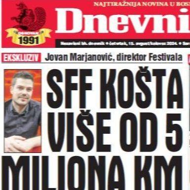 U današnjem "Dnevnom avazu" čitajte: SFF košta više od 5 miliona KM