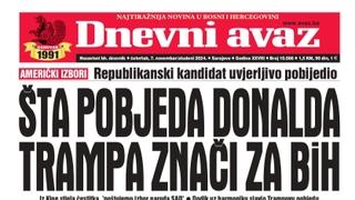 U današnjem "Dnevnom avazu" čitajte: Šta pobjeda Donalda Trampa znači za BiH