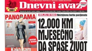 U dvobroju "Dnevnog avaza" čitajte: 12.000 KM mjesečno da spase život