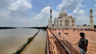 Yamuna river reaches the iconic Taj Mahal's outer walls in India after swelling with monsoon rains