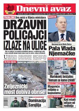 Naslovnica današnjeg "Dnevnog avaza" - Avaz