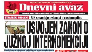 U današnjem "Dnevnom avazu" čitajte o Zakonu o Južnoj interkonekciji