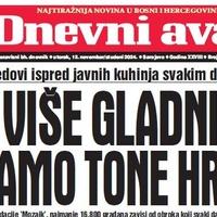 U današnjem "Dnevnom avazu" čitajte: Sve više gladnih, a bacamo tone hrane