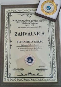 Priznanje gradonačelnici Benjamini Karić - Avaz