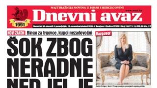 U današnjem "Dnevnom avazu" čitajte o šoku zbog neradne nedjelje