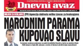 U današnjem "Dnevnom avazu" čitajte: Narodnim parama kupovao slavu